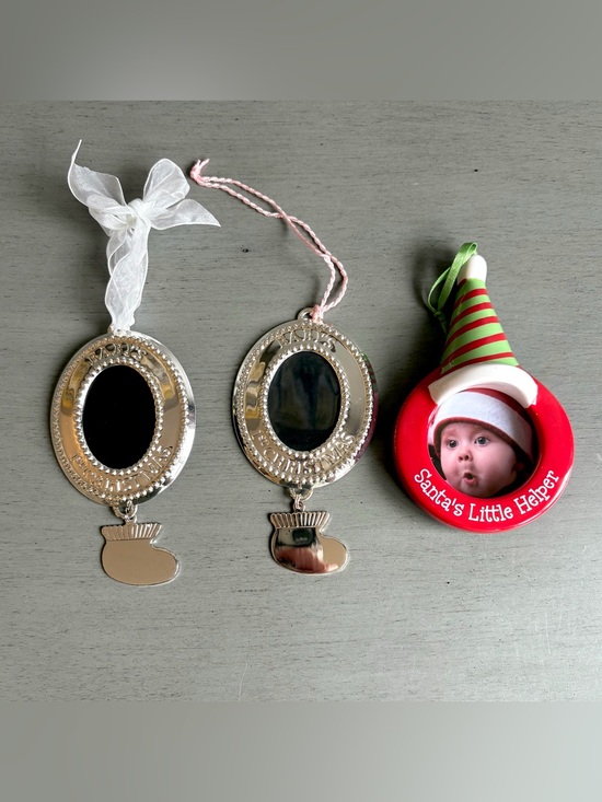 Other - Christmas Tree Photo Ornaments Decor Set -Baby First & Santa's Little Helper